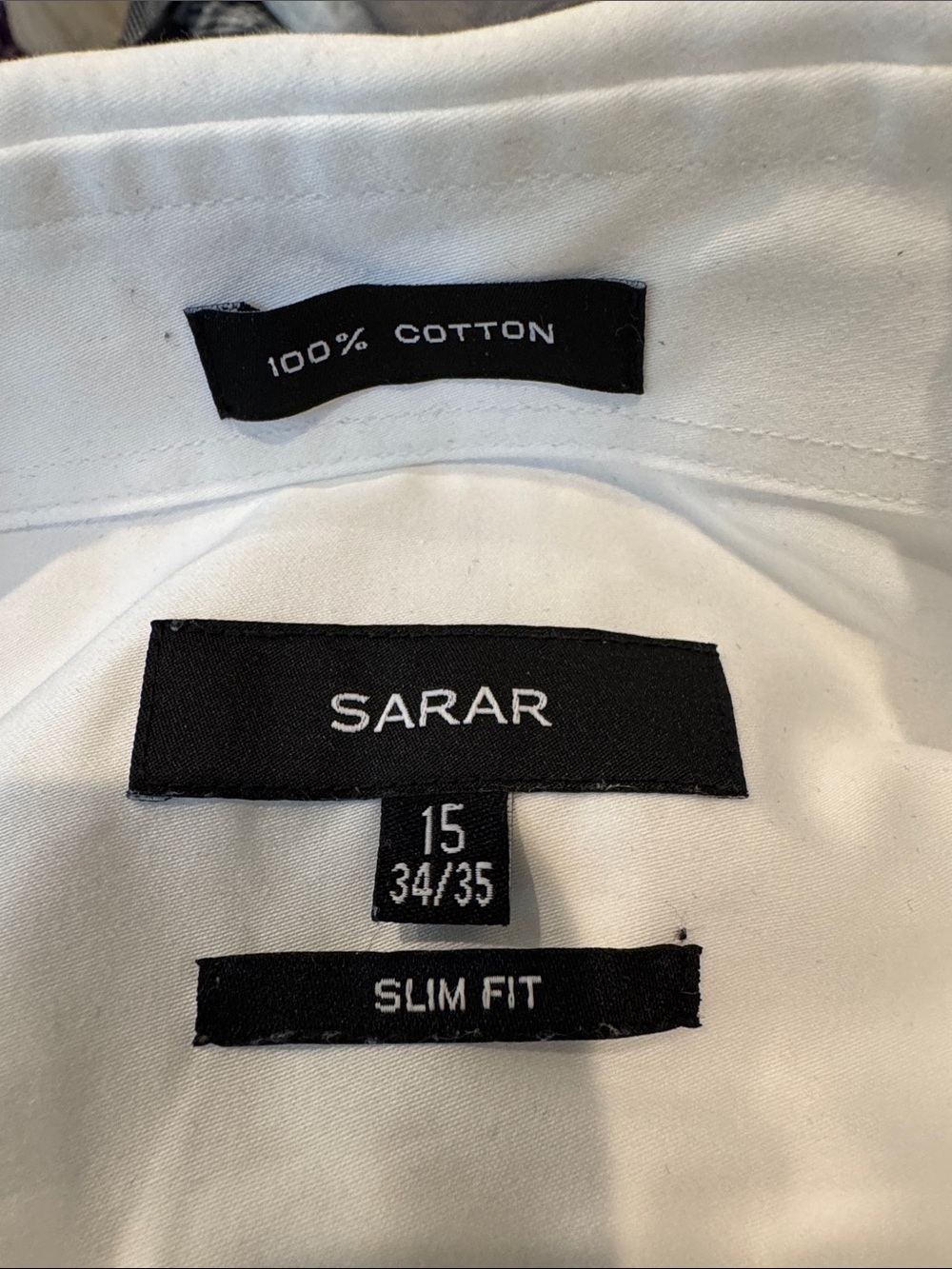 SARAR White Slim Fit Cotton Dress Shirt Sz 15 34/35